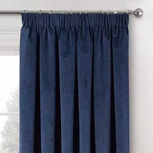 Enhanced Living Navy Velvet Thermal 100% Blackout Door Curtain Panel with Pencil Pleat Tape, W: 168 cm, H: 214 cm – 3