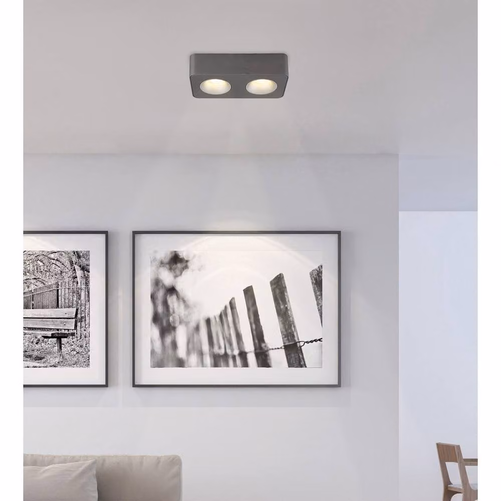 Netlighting Hangarau Twin LED Ceiling Spotlight in Grey with Warm White 3000K Light – 3