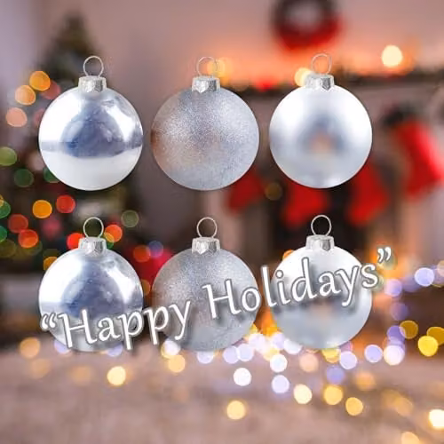 VFM e-Store Silver Round Christmas Bauble Hanging Tree Ornaments, Pack of 6, 6cm – 4