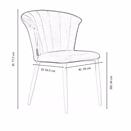 P&N Homewares Set of 4 Elsa Velvet Dining Chairs in Black – 3