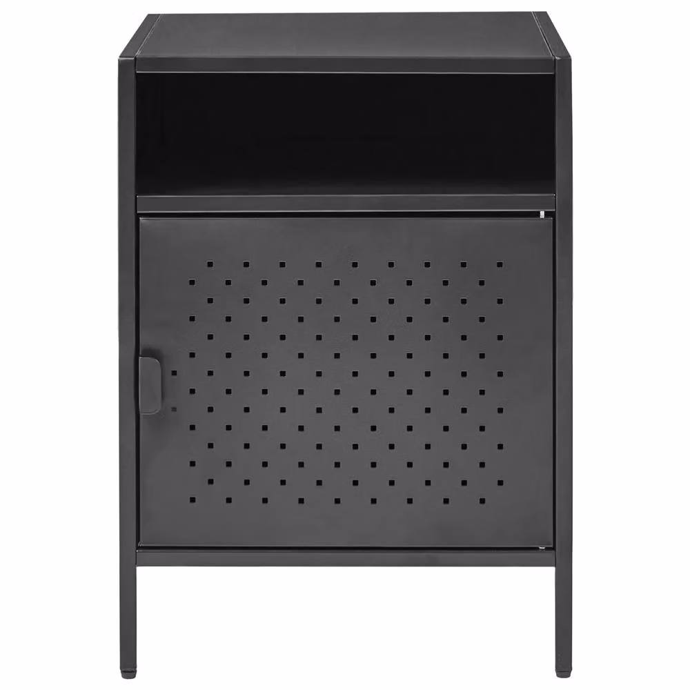 Wyld and Coco Black Matt Steel Office Cabinet with 2 Internal Shelves and Hinged Doors – 5