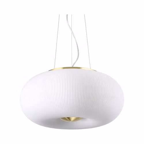 Ideal Lux Arizona 3 Light Round Suspended Ceiling Pendant in White and Gold/Brass