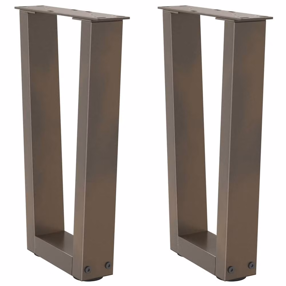 Berkfield Home Modern V-Shape Dining Table Legs, 2 Pieces, Brown Steel, H: 38 x 42-43.3 cm – 2