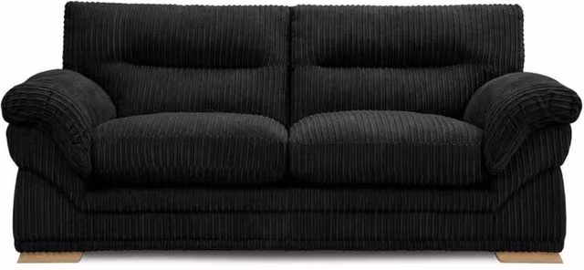 Bliss Furniture Amalfi 3 Seater Claude Sofa in Black Modern Plush Fabric