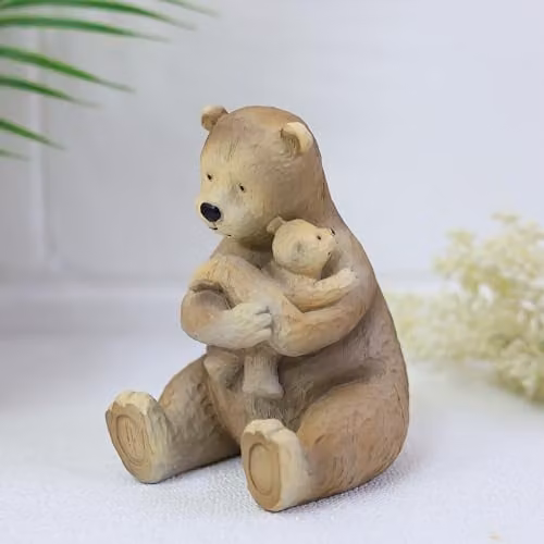 Garden Greatness Bonnie & Beau Bear Hugging Ornament, Brown and Multicolour, W/D/H: 15.0 x 10.0 x 10.0 cm