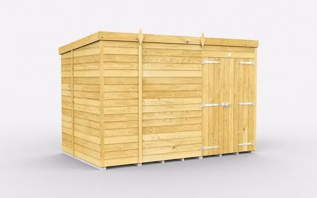 Buttercup Farm Brown Pent Shed with Double Doors and No Windows, L214 x W276 x H201 cm – 1