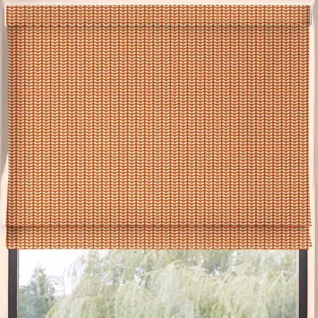 Orla Kiely Tiny Stem Made to Measure Blackout Roman Blind in Red and Orange Floral Design