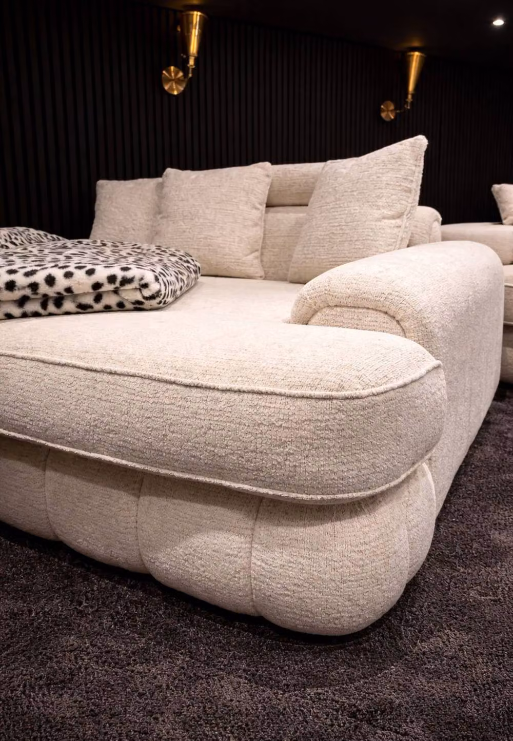HOB Furniture Oyster Snuggle Cinema Sofa in Ivory Bouclé Fabric – 2