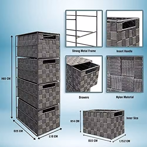 Arpan Grey 4 Drawer Freestanding Storage Cabinet Unit – 5