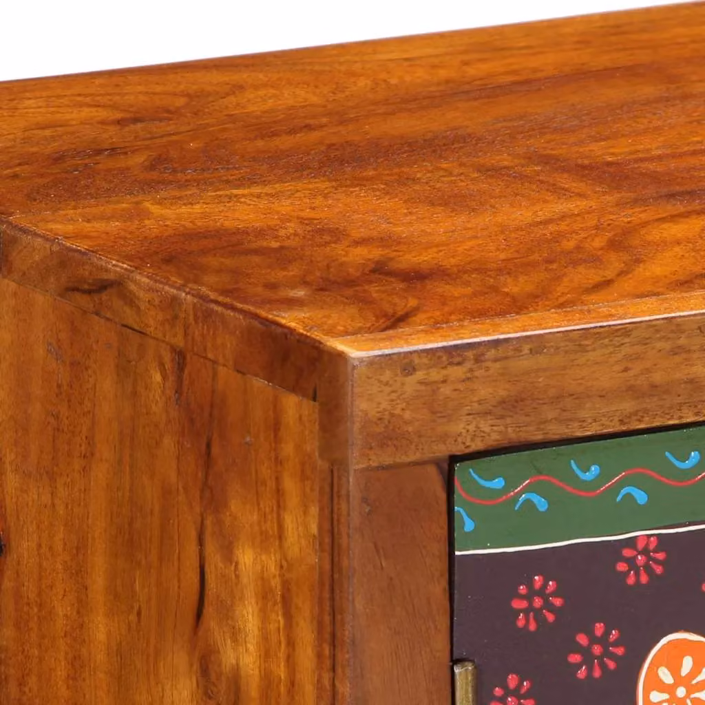 Berkfield Home Multicolour Ethnic Floral Lacquered Acacia Wood Sideboard W/D/H: 90 x 35 x 60 cm – 4