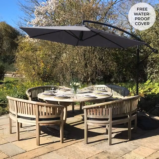 Monstershop Grey Cantilever Parasol with Polyester Canopy