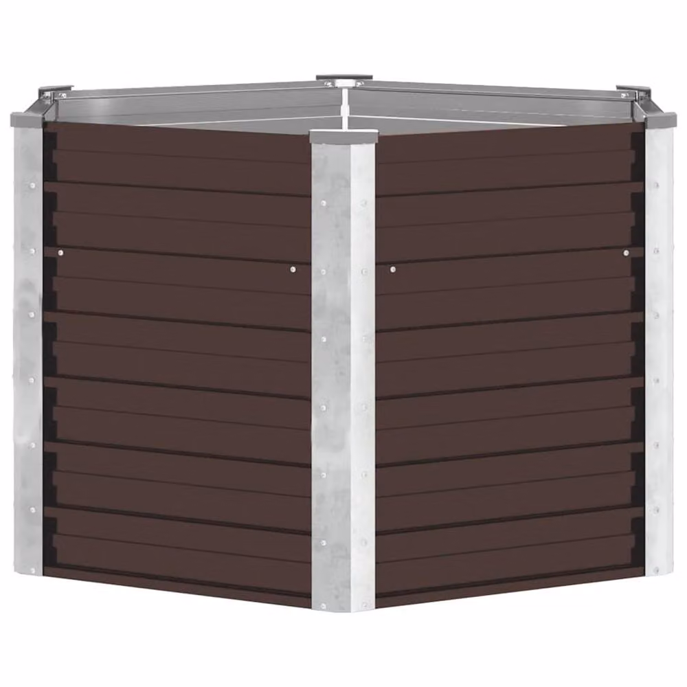 Berkfield Home Garden Brown Galvanised Steel Raised Bed, W/D/H: 129 x 129 x 77 cm – 2