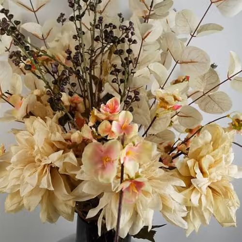 White Leaf Design Artificial Floral Tabletop Arrangement – 3