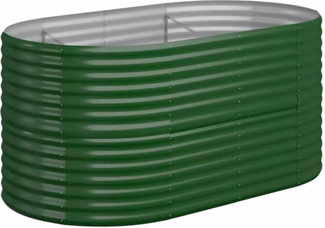 Berkfield Home Garden Green Powder-coated Steel Raised Bed W/D/H: 152 x 80 x 68 cm