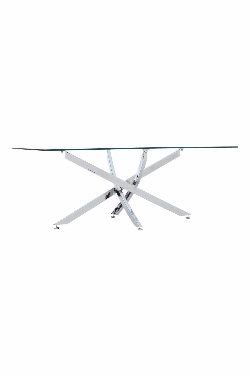 Living and Home Modern Square Coffee and End Table with Transparent Glass Top and Metal X-Frame – 3