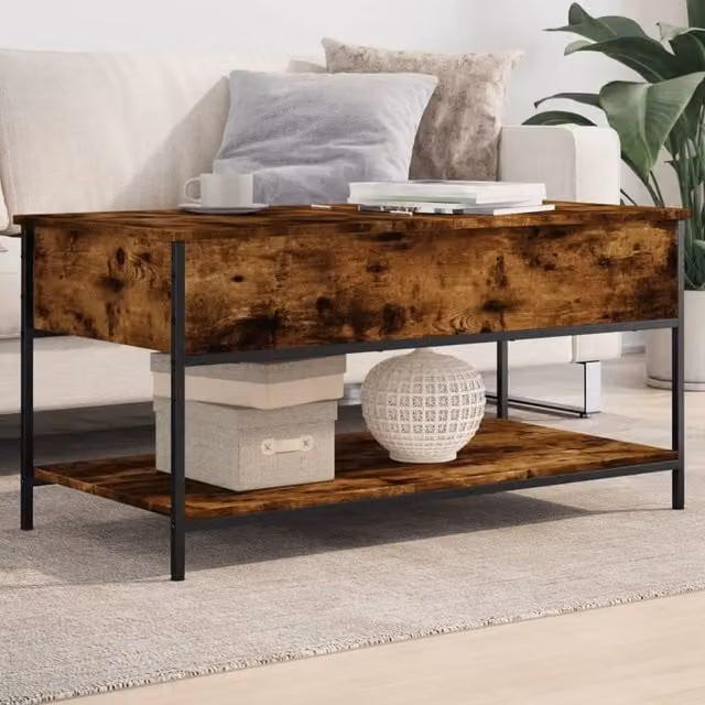 Berkfield Home Smoked Oak Coffee Table in Brown, W/D/H: 100 x 50 x 50 cm – 1