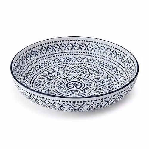 Mikasa Blue Mediterranean Glazed Stoneware Pasta Bowl, 21 cm