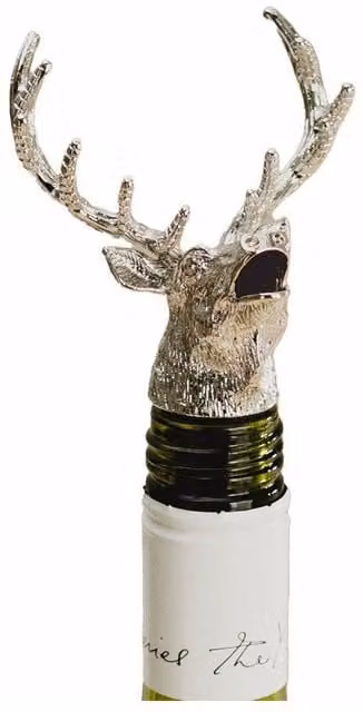 Selbrae House Stag Wine Bottle Pourer in Silver Stainless Steel
