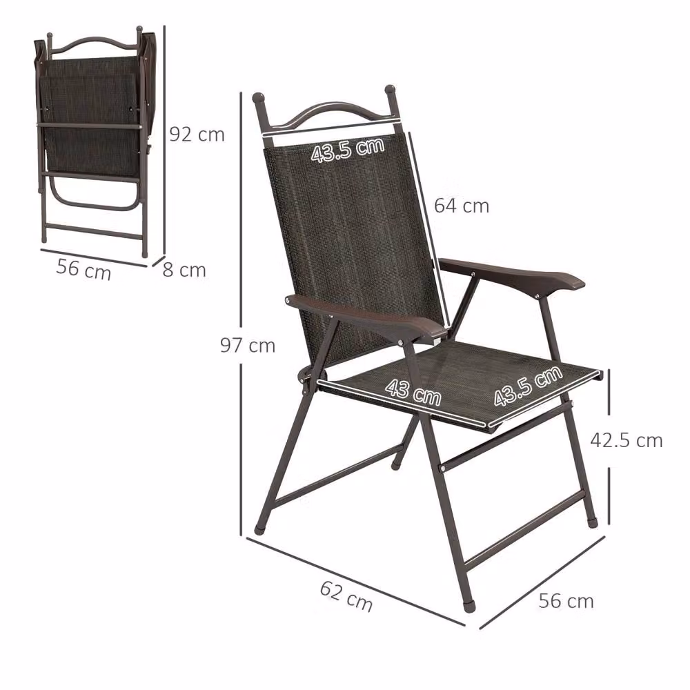 Wyld Haus Covani Set of 2 Brown Metal Folding Garden Chairs with Mesh Seats – 3