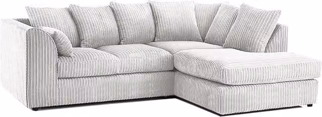 Luxor Living Silver Jumbo Cord 4 Seater Right Hand Facing Corner Sofa