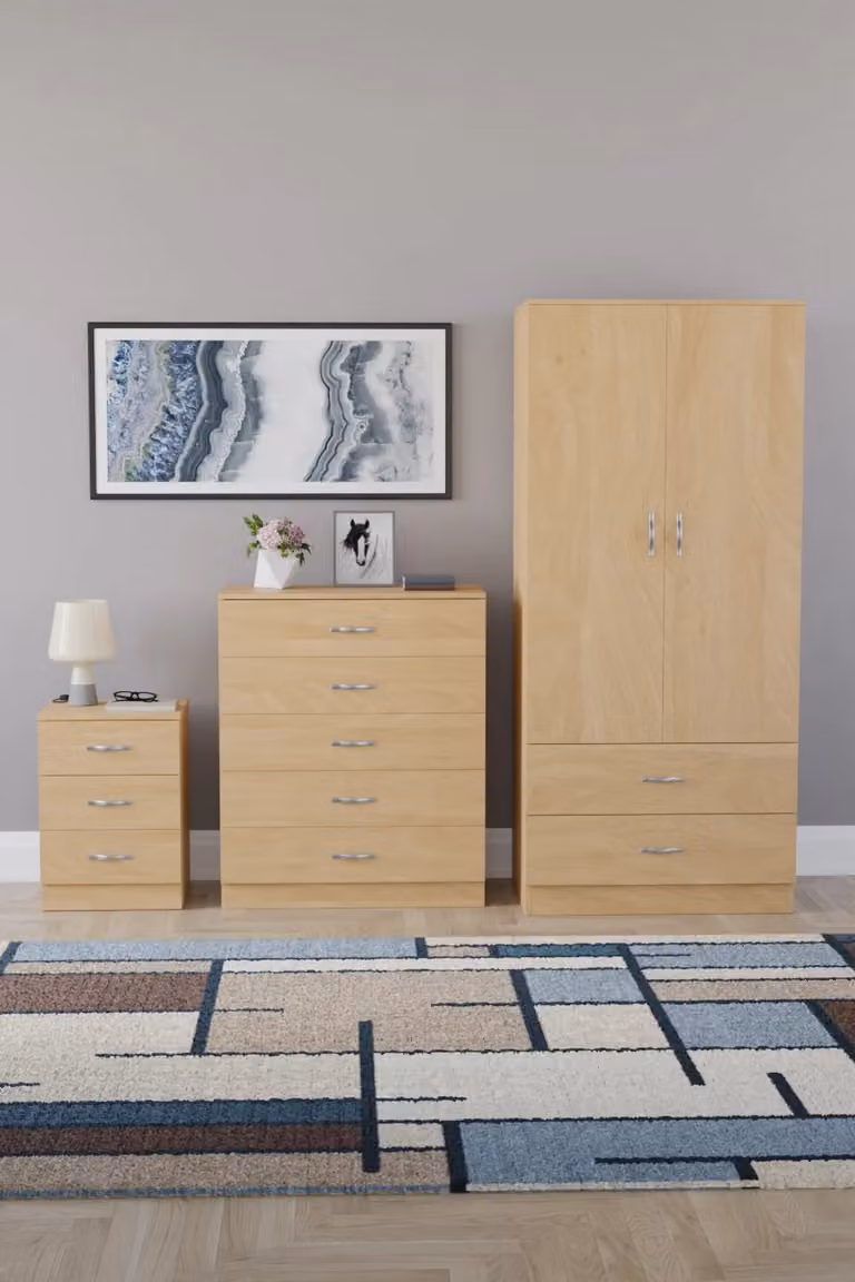 Vida Designs Riano 3 Piece Bedroom Set in Brown and White