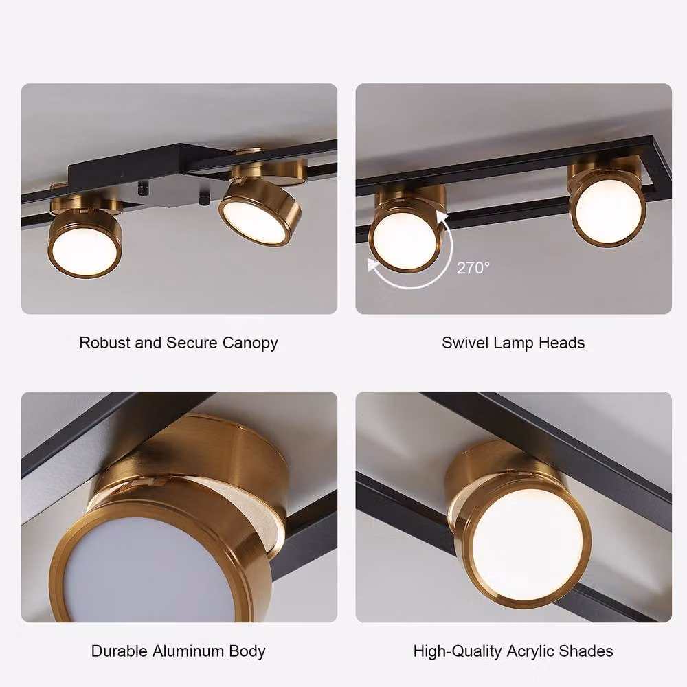 NIVOR 72W LED Linear Ceiling Light with Remote Control and Dimmable 6-Rotatable Lights in Black – 4