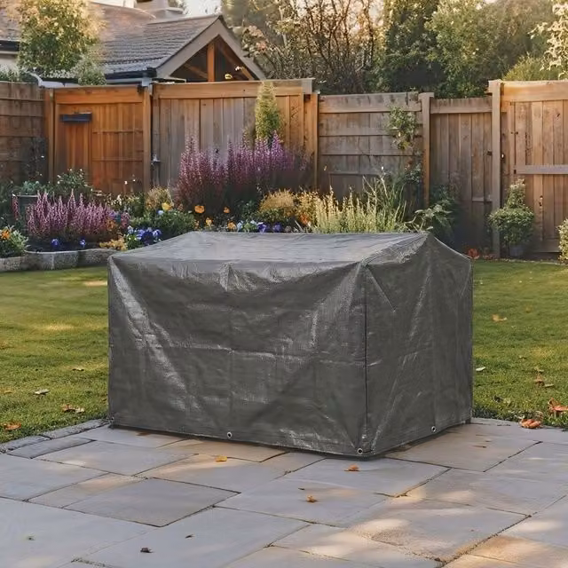Home Source Heavy Duty Waterproof UV Resistant Charcoal Grill Protective Cover, Grey