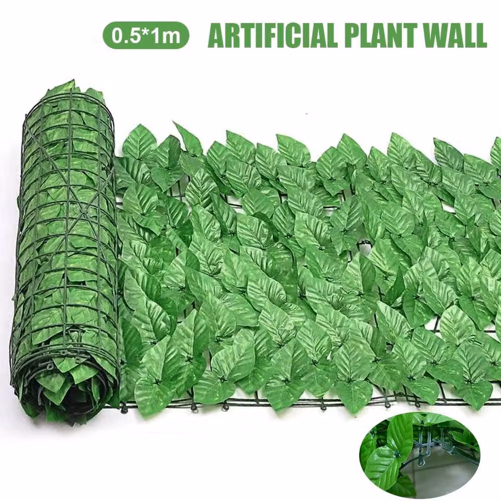 NESTLUNE Artificial Ivy Leaf Privacy Fence Hedge in Green, W/H: 100 x 15 cm – 2