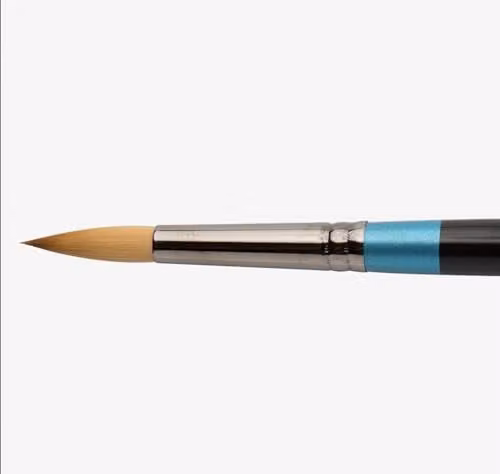 Daler-Rowney Aquafine Round Watercolour Brush, Size 14, Soft Synthetic Hair, Short Handle, Blue and Multicolour