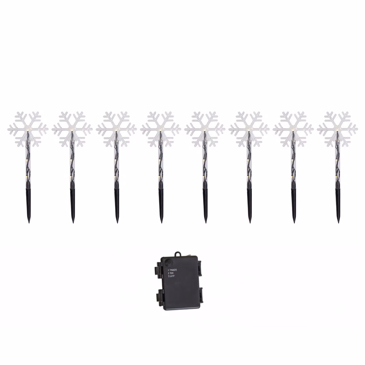 Samuel Alexander Set of 8 Battery Powered White LED Snowflake Christmas Path Lights – 3