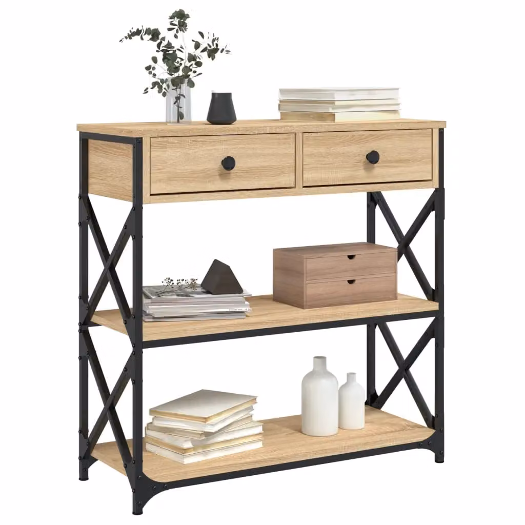 Berkfield Home Sonoma Oak Console Table in Brown, W/D/H: 75 x 28 x 75 cm – 3