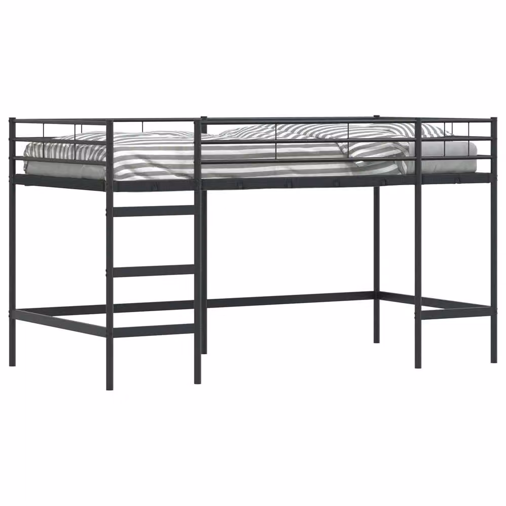 Berkfield Home Kids' Modern Metal Loft Bed Frame in Black, W/D/H: 100 x 200 cm – 2