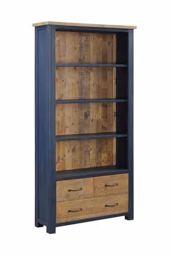 baumhaus Splash of Blue Large Open Bookcase with Drawers in Blue – 1