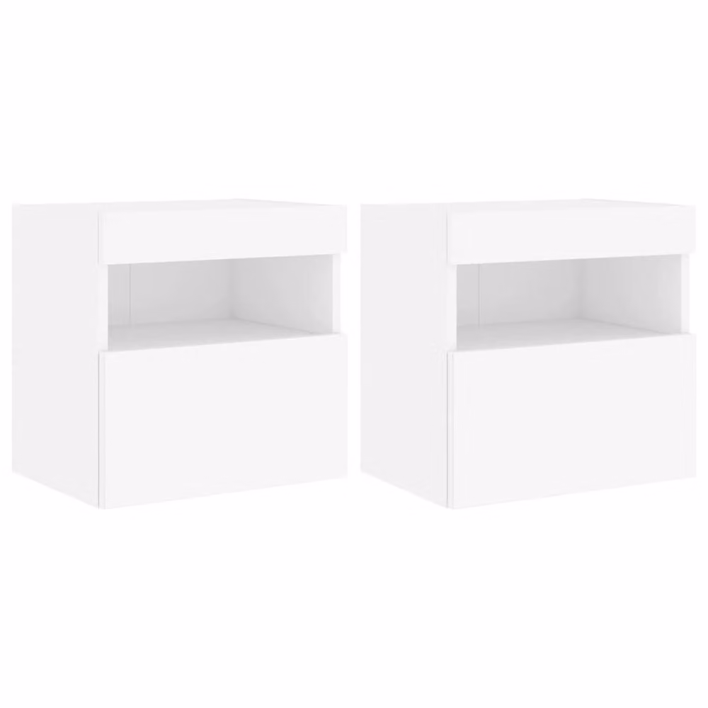 Berkfield Home Modern White TV Wall Cabinets with LED Lights, 2 Pack, W/D/H: 40 x 30 x 40 cm – 2