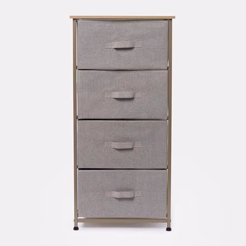 OHS Brooklyn 4 Drawer Fabric Chest of Drawers, Beige – 1