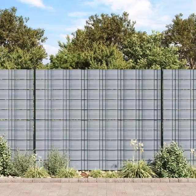 Berkfield Home Grey PVC Garden Privacy Screen Strips, 10 Pack, H: 252.5 cm x W: 19 cm