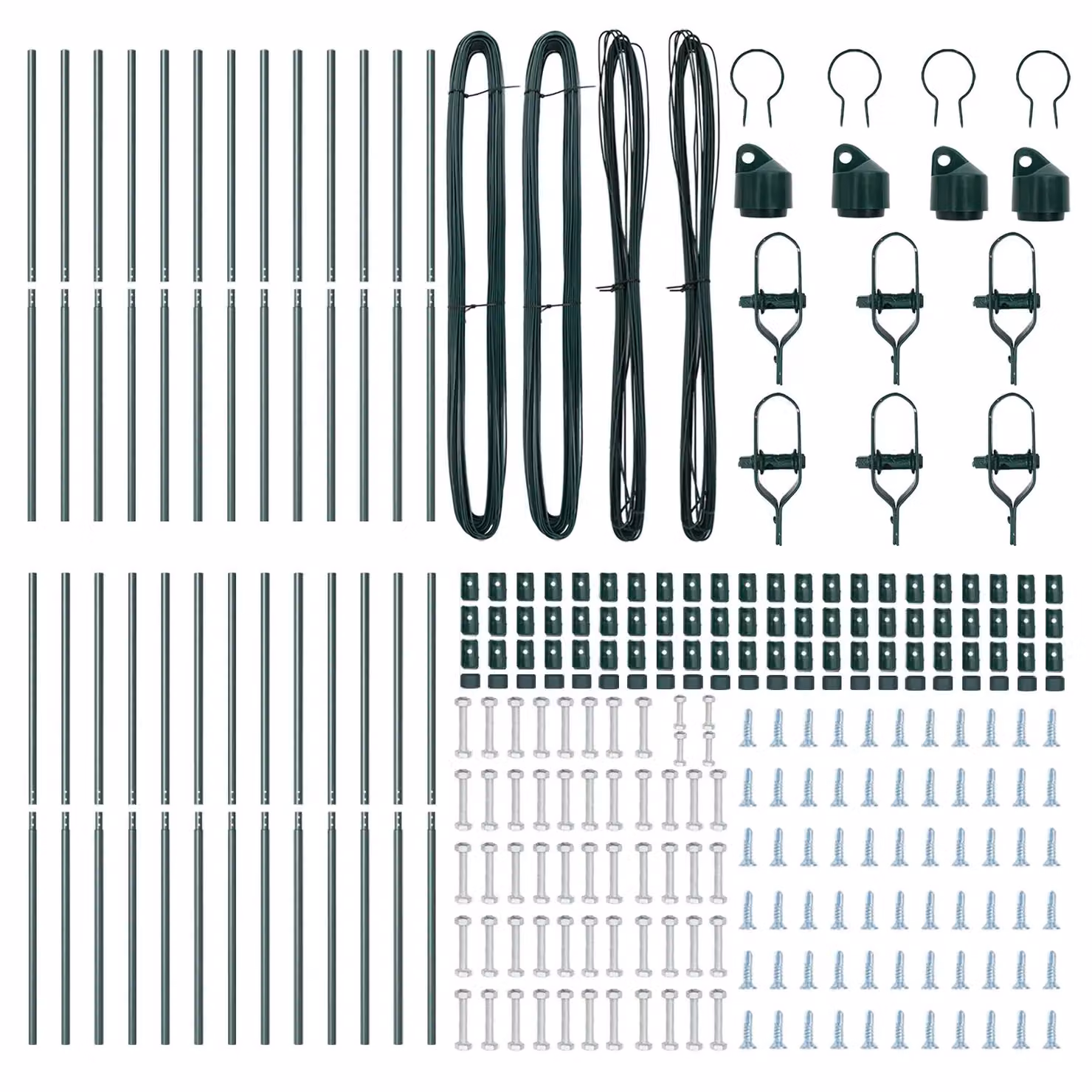 Berkfield Home 26 Piece Set of Green Galvanised Steel Round Fence Posts, Diameter: 3.2 cm, Height: 200 cm – 2