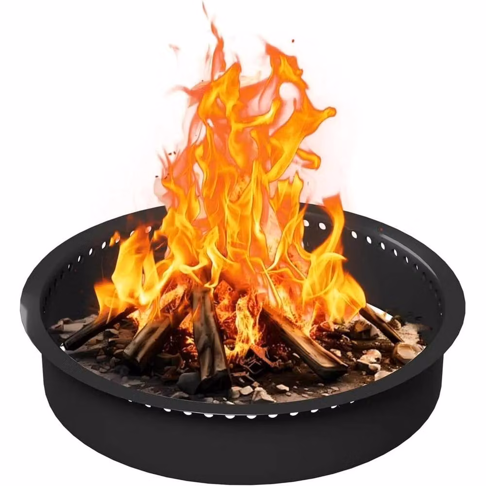 VOGREX Black Steel Smokeless Fire Pit Ring Liner and Fire Bowl – 6