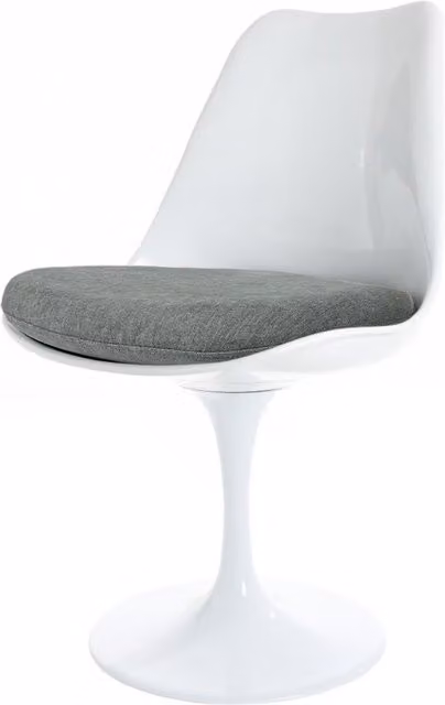 Fusion Living White Tulip Swivel Dining Chair with Grey Velvet Cushion