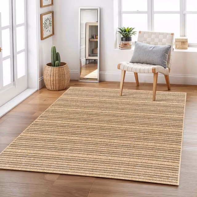 Livabliss Mirage-Cottage Jute-Look In- & Outdoor Rug in Brown, Beige and Black with Fringes, W: 160 cm, D: 215 cm – 1