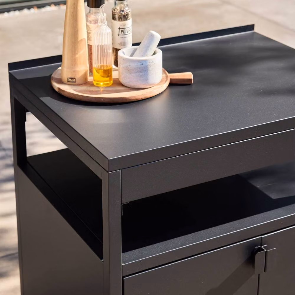 sweeek Outdoor Kitchen Stainless Steel Storage Module with 2 Hinged Doors, Black, W: 80 cm, D: 60 cm, H: 92.5 cm – 7