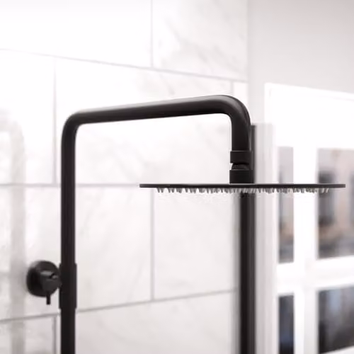 Nes Home Matte Black Exposed Thermostatic Bar Shower Set with Overhead and Handheld Shower – 3