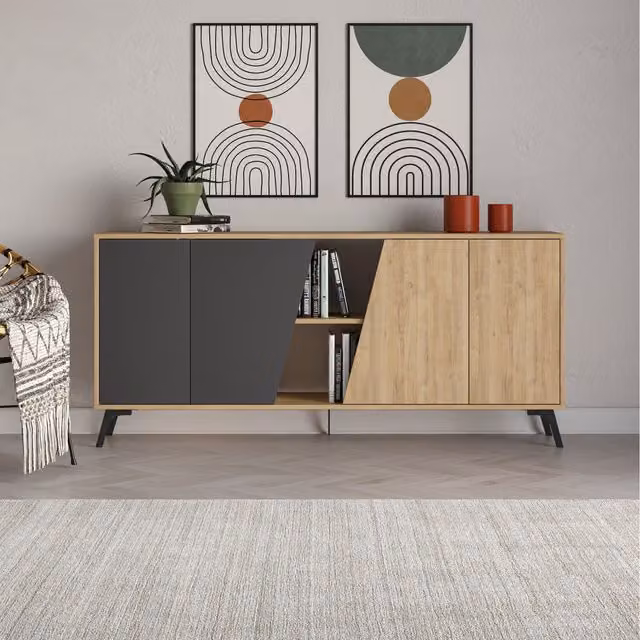 Decortie Fiona Console Sideboard Display Unit in Anthracite and Black