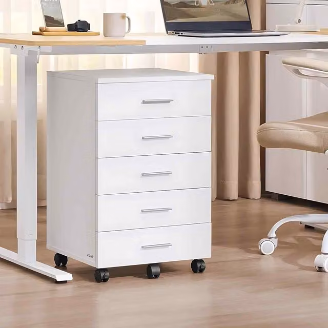 The Bazaarist 5 Drawer Mobile File Cabinet and Printer Stand in White