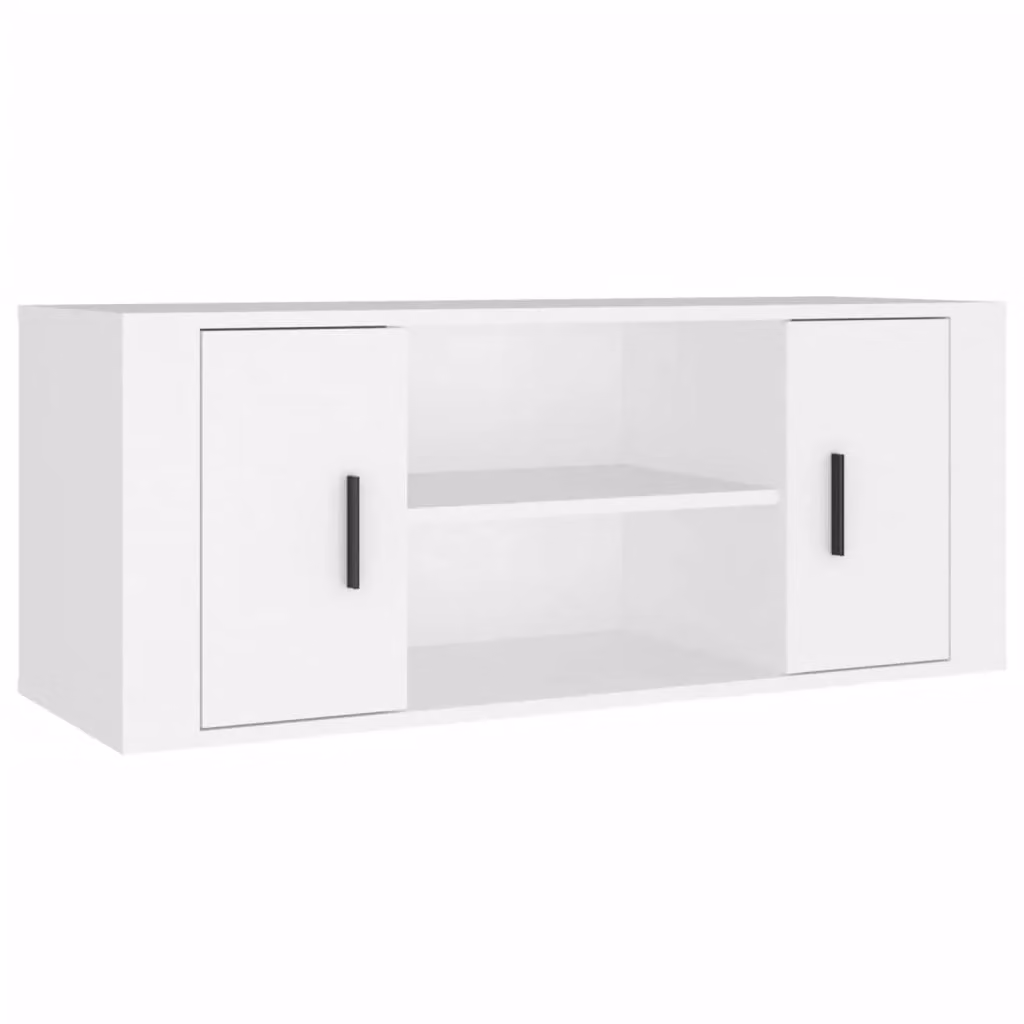 Berkfield Home Modern White TV Cabinet in Matt MDF, W/D/H: 100 x 35 x 40 cm – 2