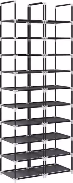 Berkfield Home 10-Tier Shoe Racks, 2 Pack, Black, W/D/H: 33 x 33 x 174 cm – 1