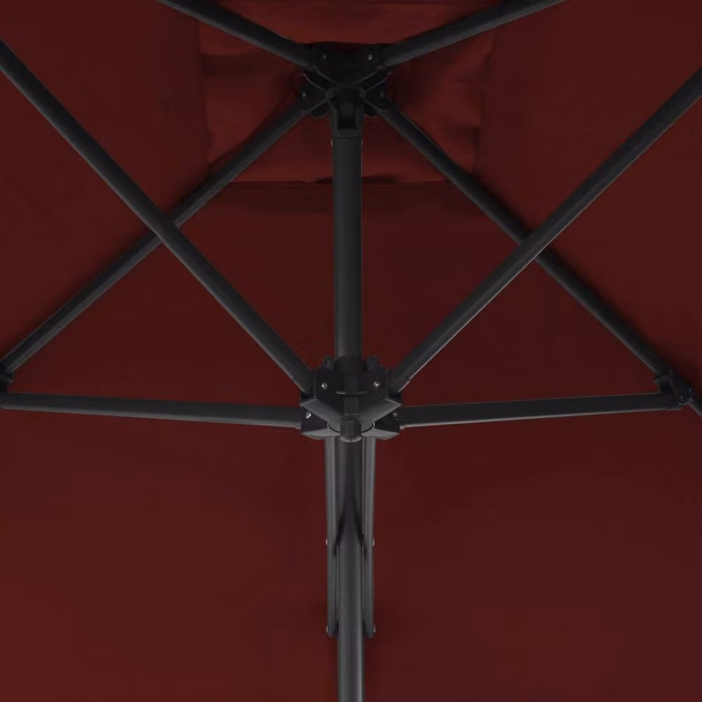 Berkfield Home Outdoor Parasol with Steel Pole, Red, W/D/H: 250 x 250 x 230 cm – 3