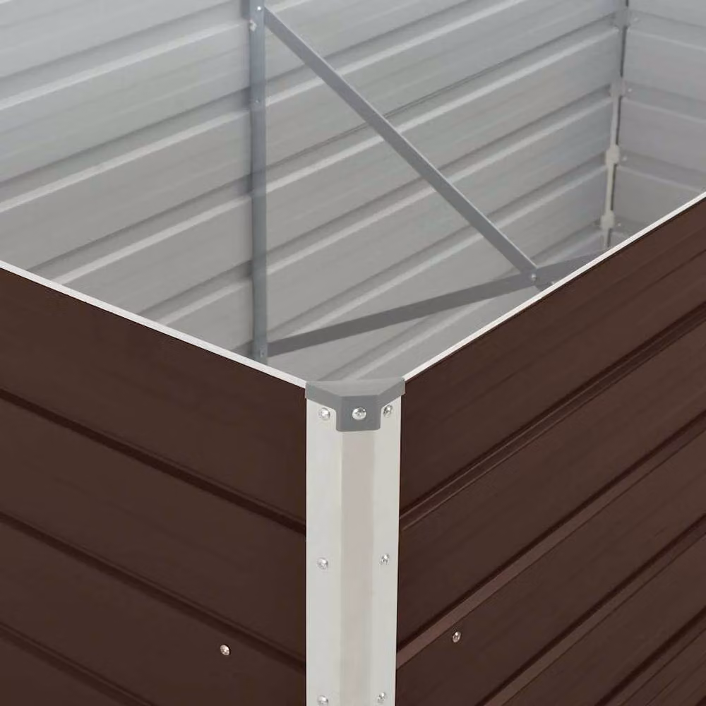 Berkfield Home Raised Garden Bed in Brown Galvanised Steel, W: 160 cm, D: 80 cm, H: 45 cm – 4