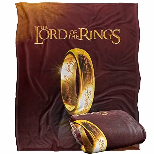 LOGOVISION Lord of the Rings The One Ring Silky Touch Super Soft Throw Blanket, White, W: 152 cm, D: 127 cm – 1