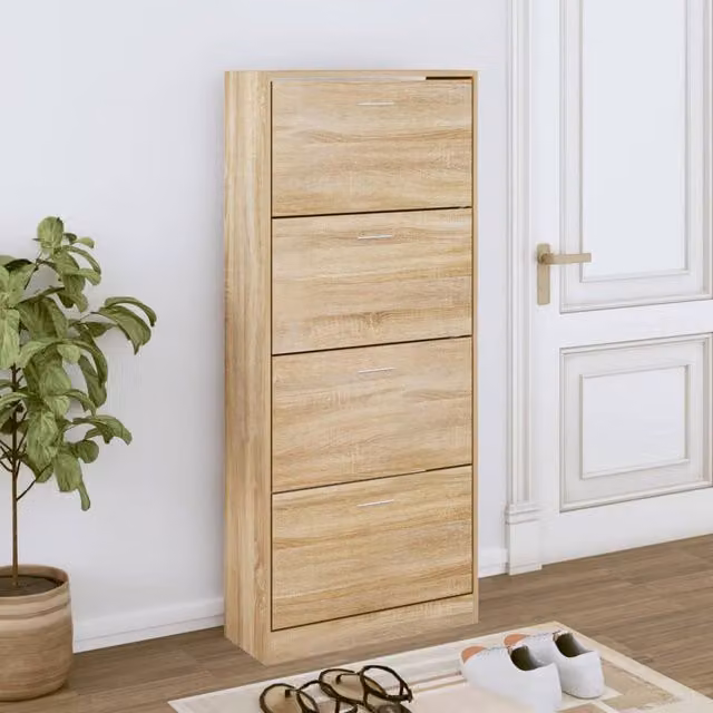Berkfield Home Sonoma Oak Shoe Cabinet in Brown, W/D/H: 63 x 24 x 147 cm – 1